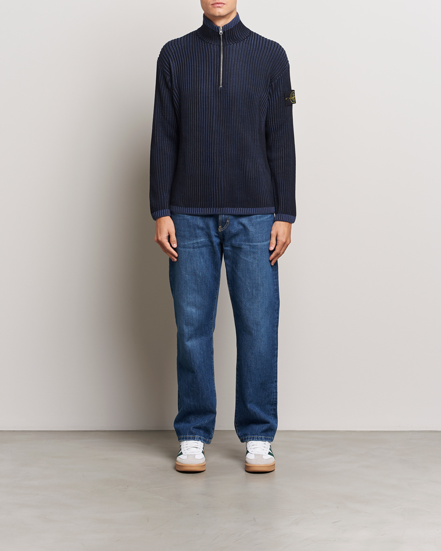 Herre | Gensere | Stone Island | Full Rib Wool Half Zip Navy Blue