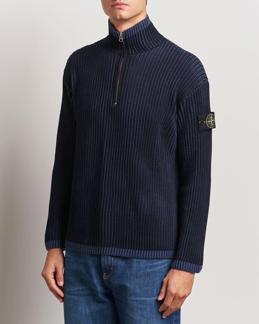 Herre | Gensere | Stone Island | Full Rib Wool Half Zip Navy Blue