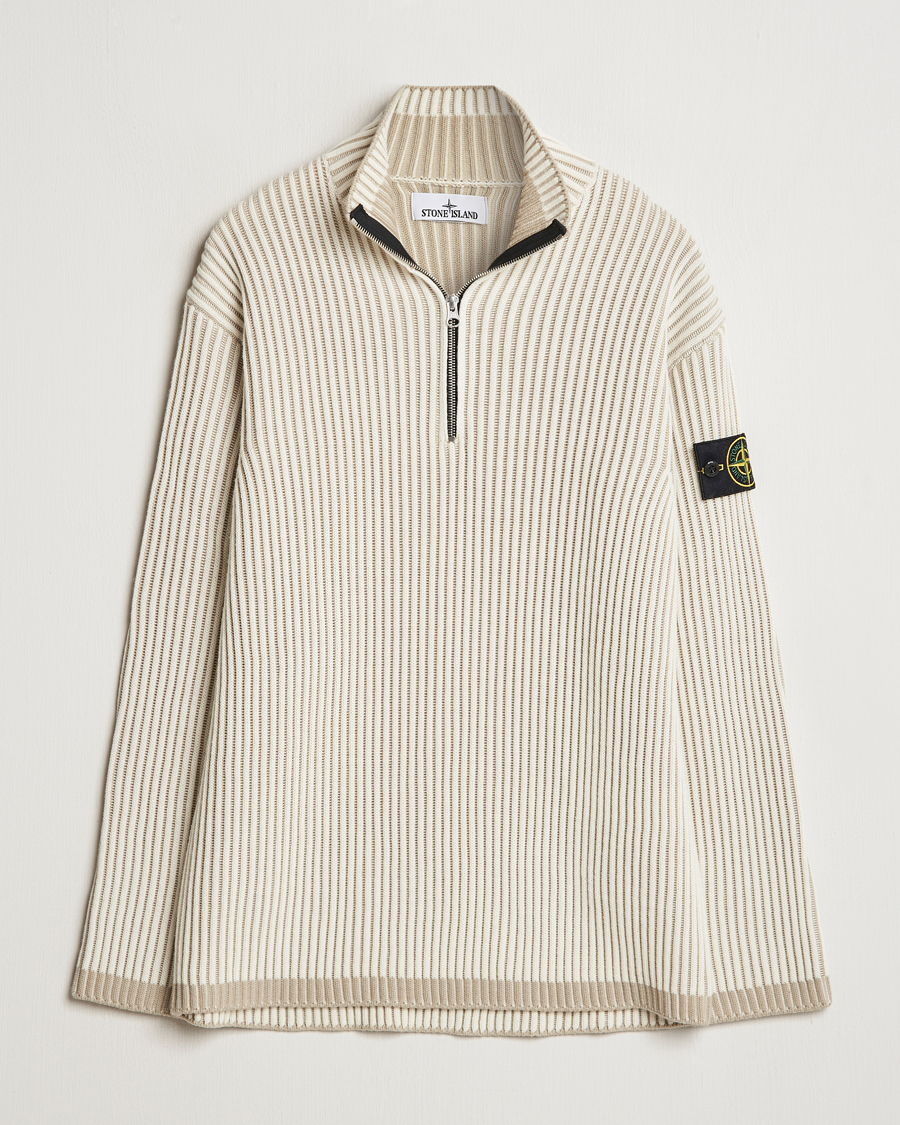 Herre | Gensere | Stone Island | Full Rib Wool Half Zip Natural