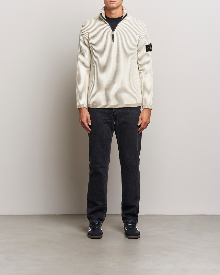 Herre | Gensere | Stone Island | Full Rib Wool Half Zip Natural