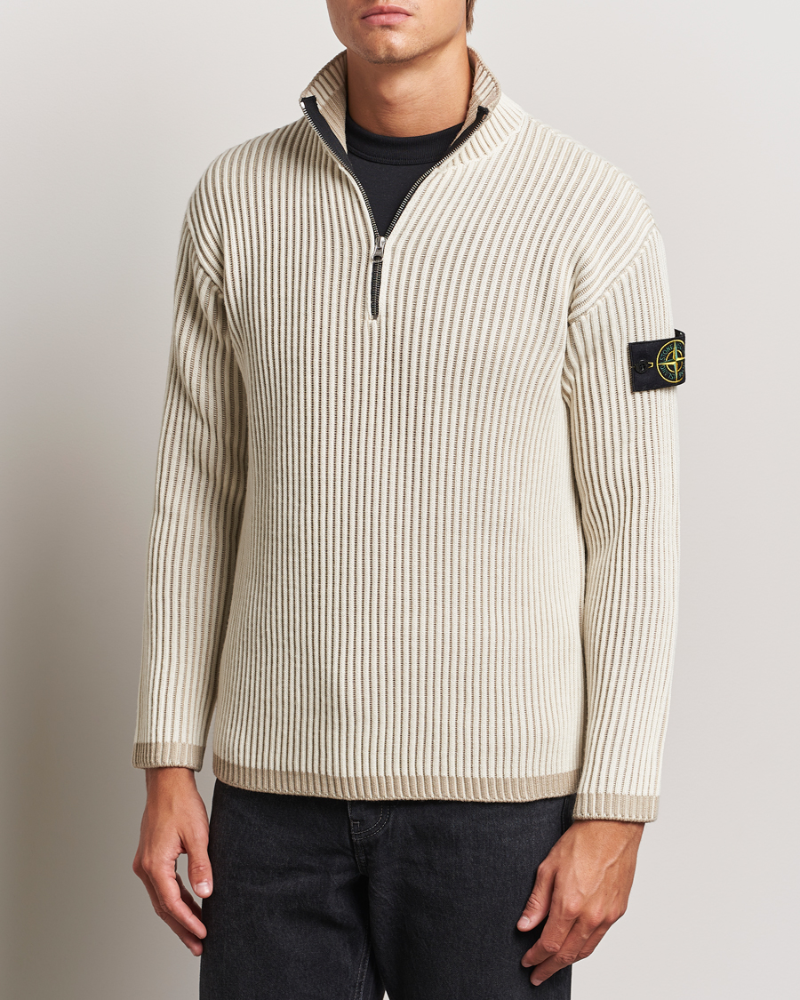Herre | Gensere | Stone Island | Full Rib Wool Half Zip Natural