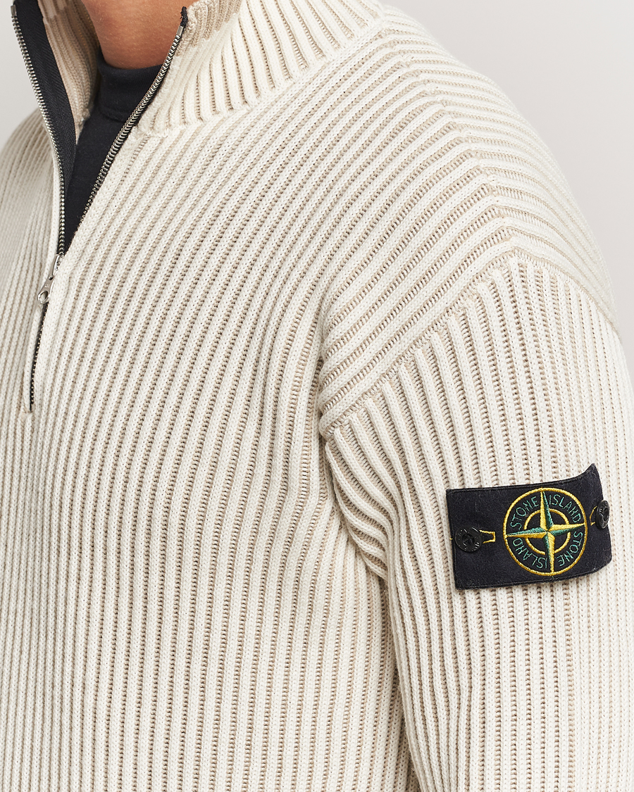 Herre | Gensere | Stone Island | Full Rib Wool Half Zip Natural
