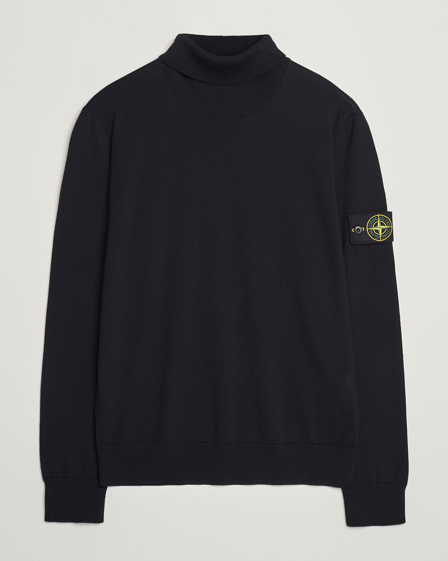 Herre | Gensere | Stone Island | Knitted Wool Polo Black