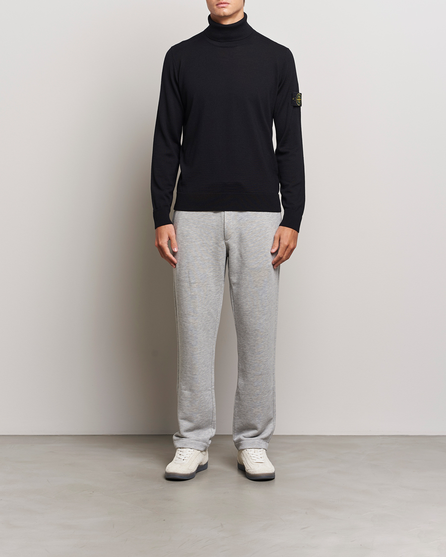 Herre | Gensere | Stone Island | Knitted Wool Polo Black