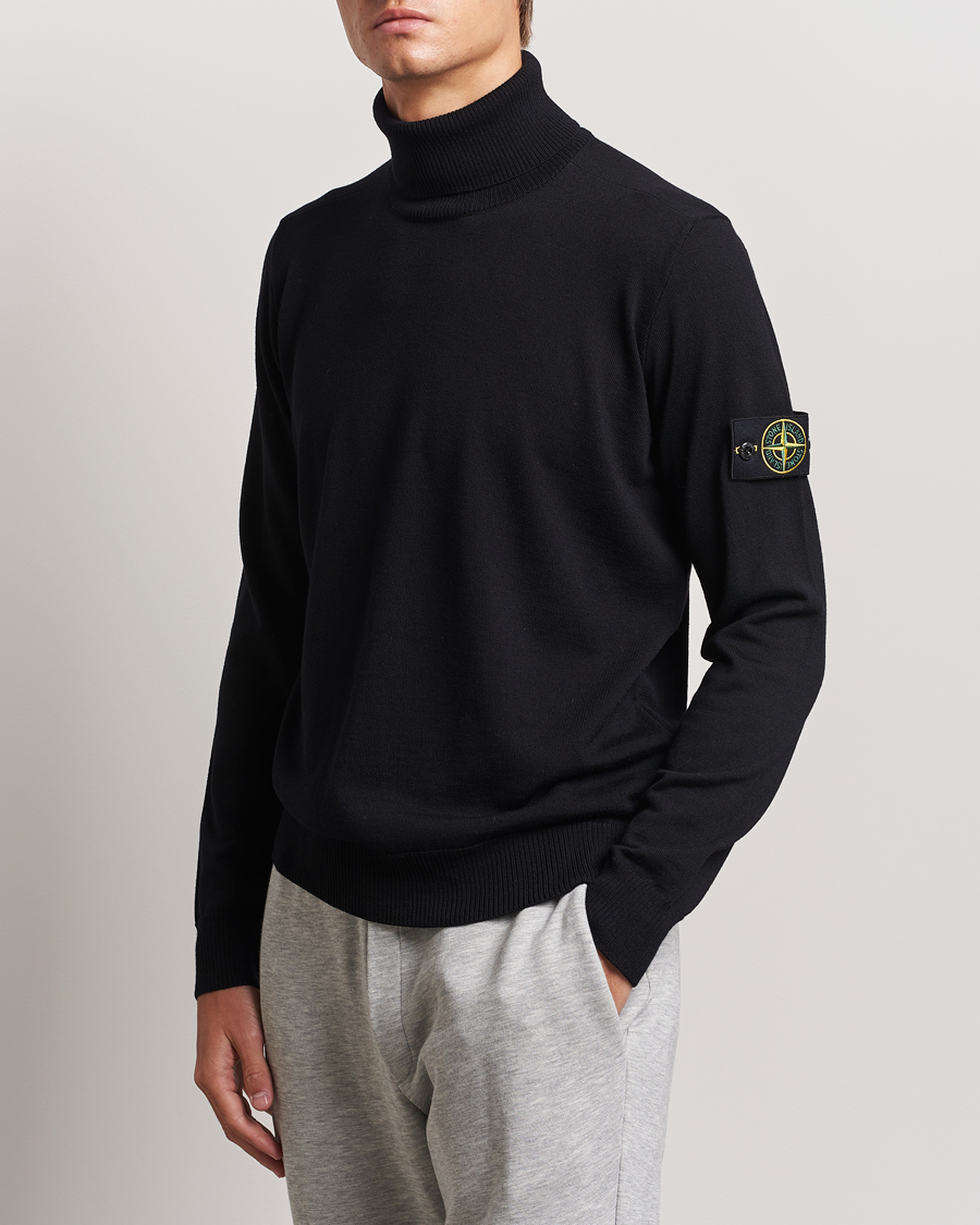 Herre | Gensere | Stone Island | Knitted Wool Polo Black