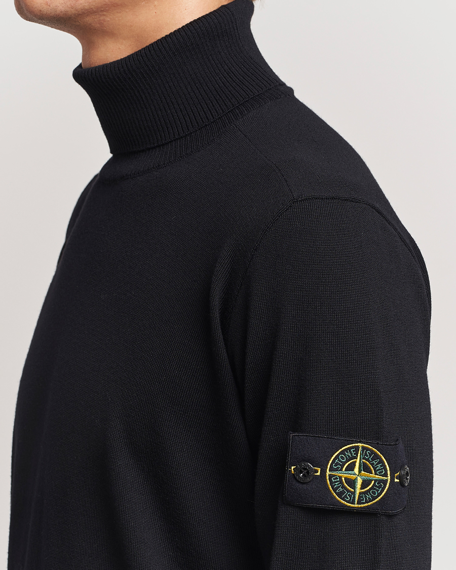 Herre | Gensere | Stone Island | Knitted Wool Polo Black