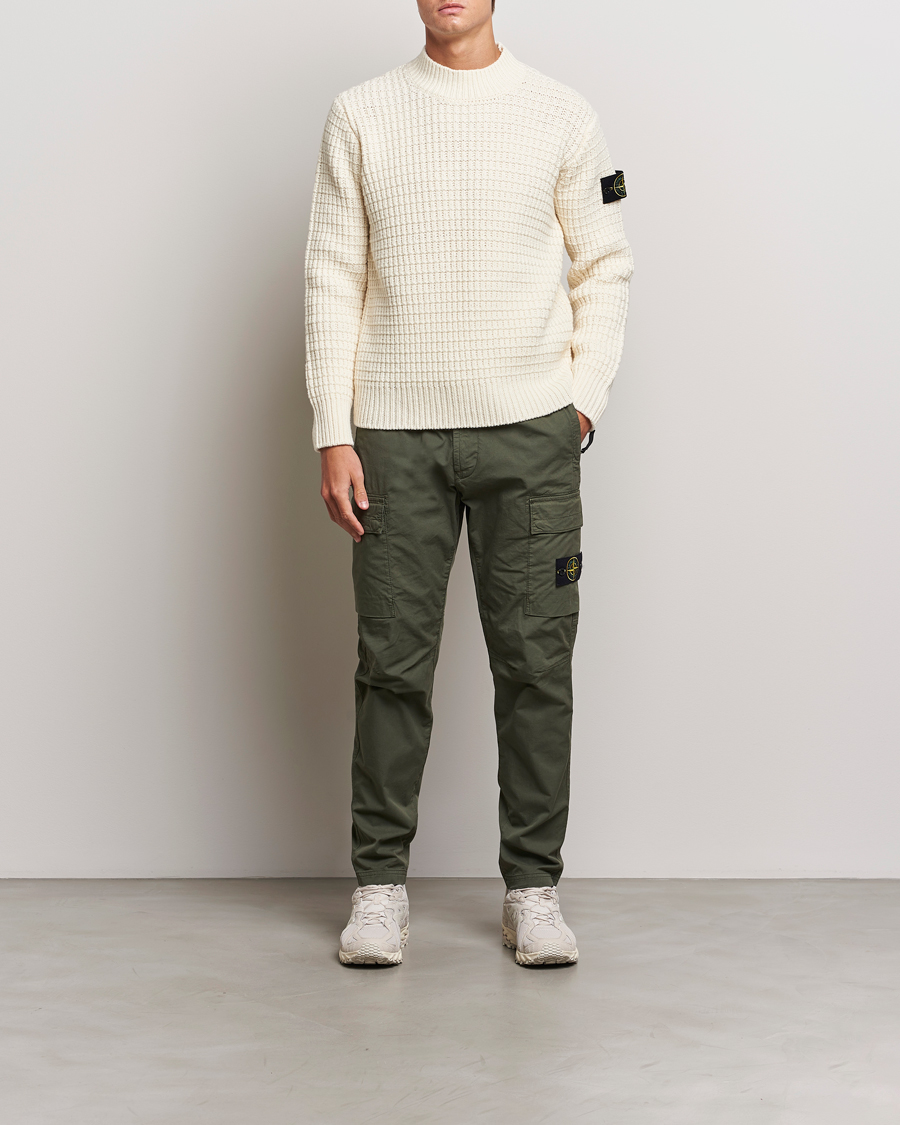 Herre | Gensere | Stone Island | Checkered Rib Stich Wool Mock Neck Natural