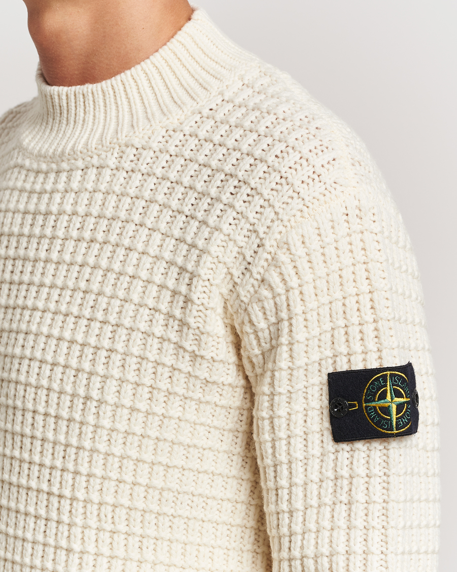 Herre | Gensere | Stone Island | Checkered Rib Stich Wool Mock Neck Natural