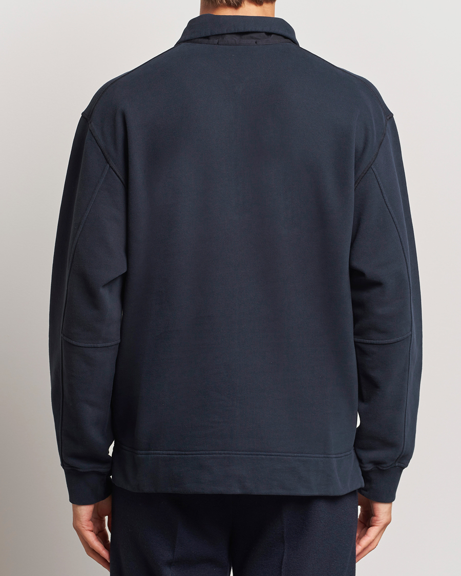 Herre | Gensere | Stone Island | Garment Dyed Fleece Zip Polo Navy Blue