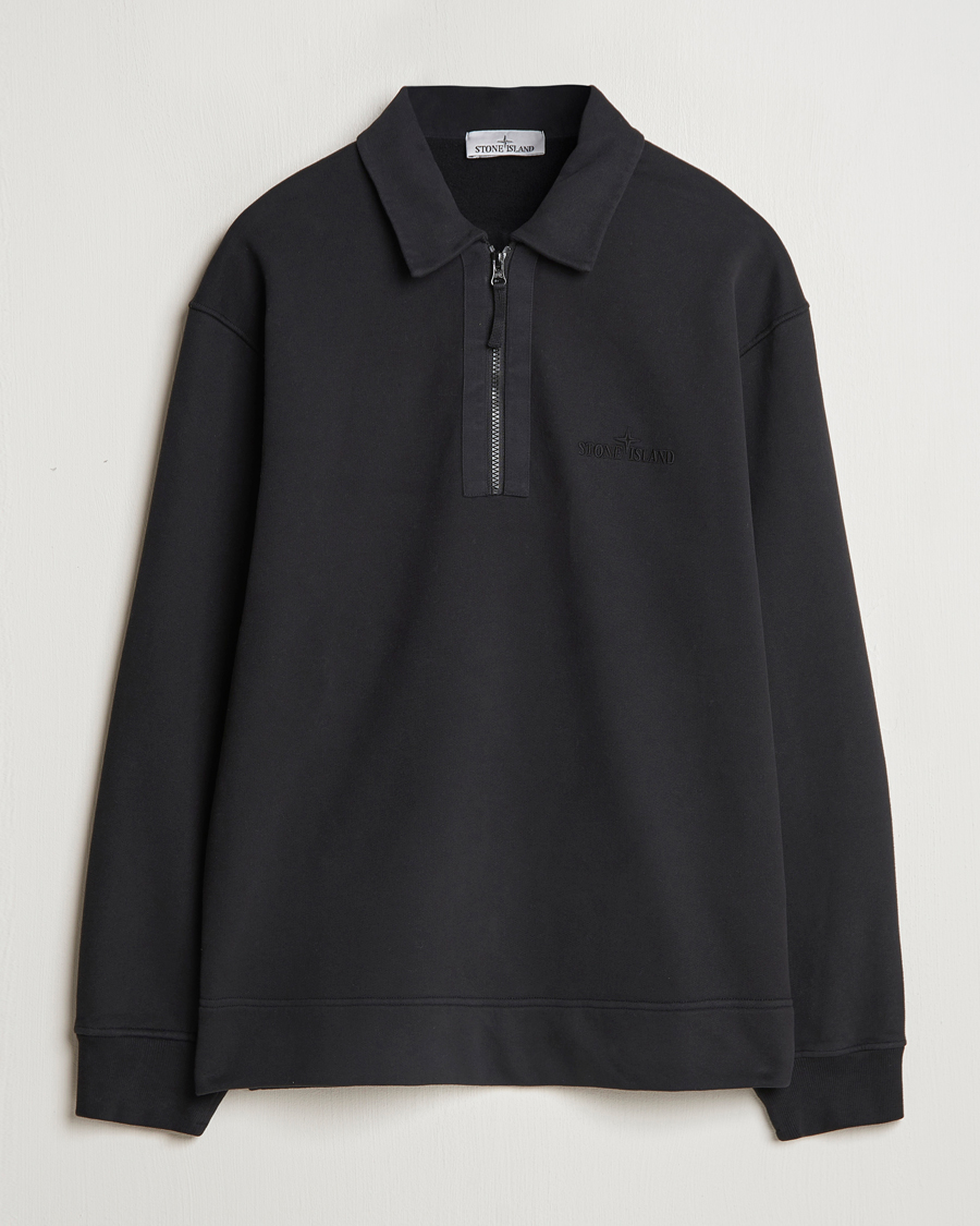 Herre | Gensere | Stone Island | Garment Dyed Fleece Zip Polo Black