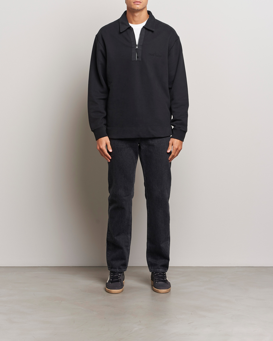 Herre | Gensere | Stone Island | Garment Dyed Fleece Zip Polo Black