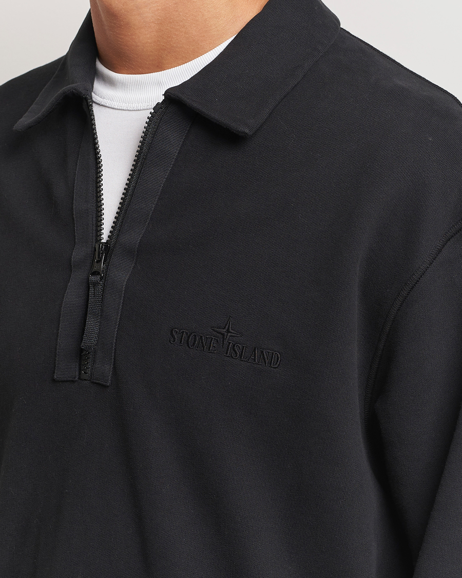 Herre | Gensere | Stone Island | Garment Dyed Fleece Zip Polo Black