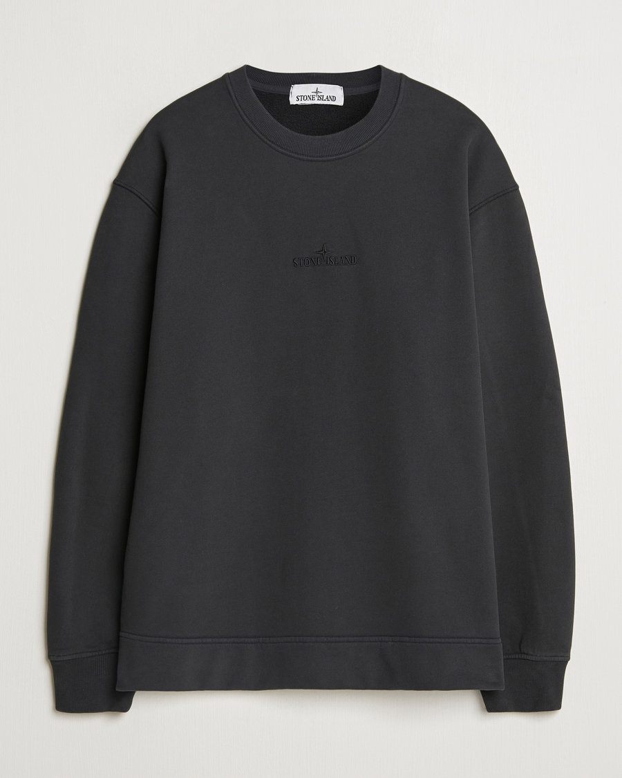 Herre | Gensere | Stone Island | Garment Dyed Fleece Logo Sweatshirt Black