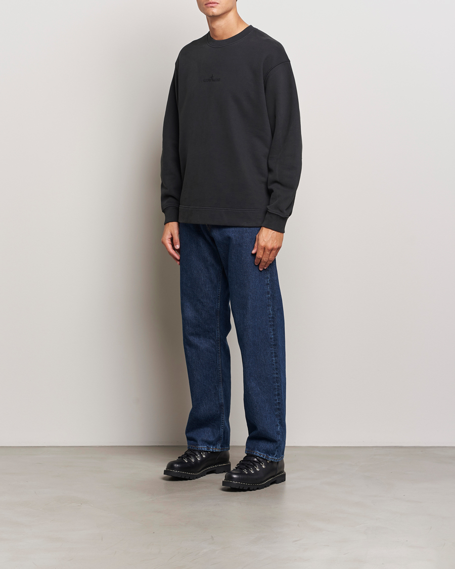 Herre | Gensere | Stone Island | Garment Dyed Fleece Logo Sweatshirt Black