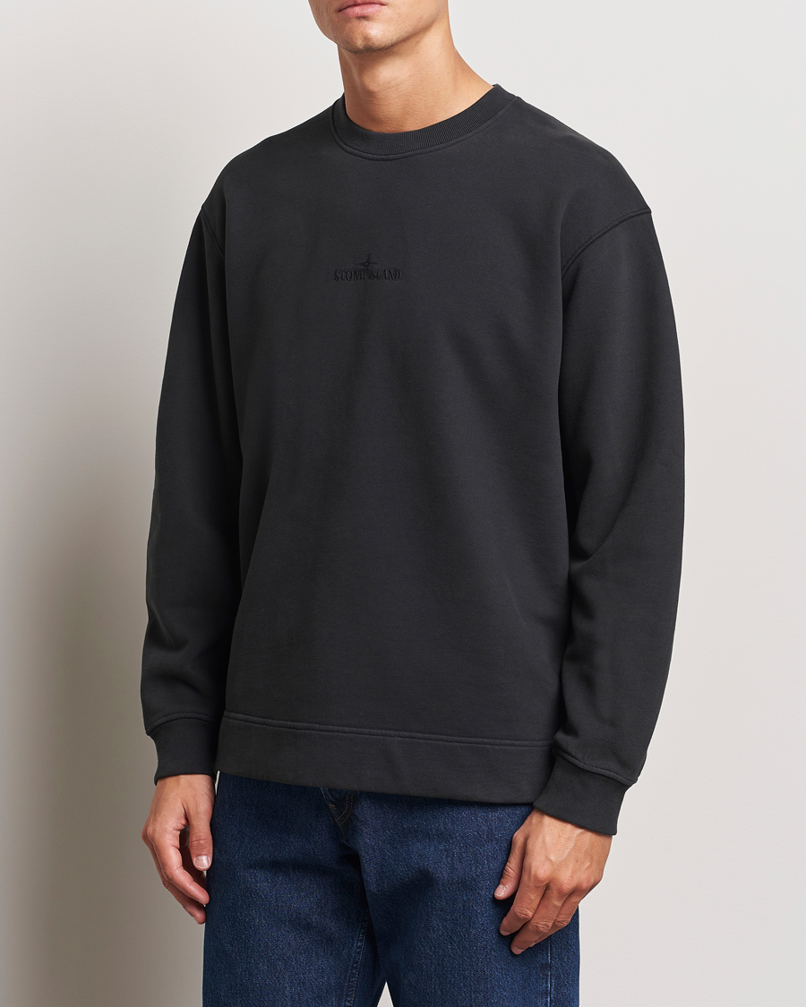 Herre | Gensere | Stone Island | Garment Dyed Fleece Logo Sweatshirt Black