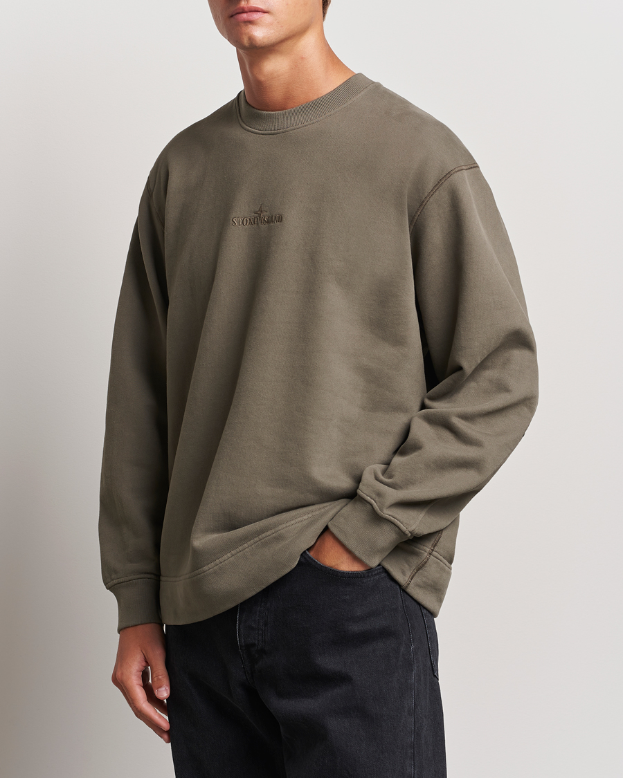Herre | Gensere | Stone Island | Garment Dyed Fleece Logo Sweatshirt Walnut