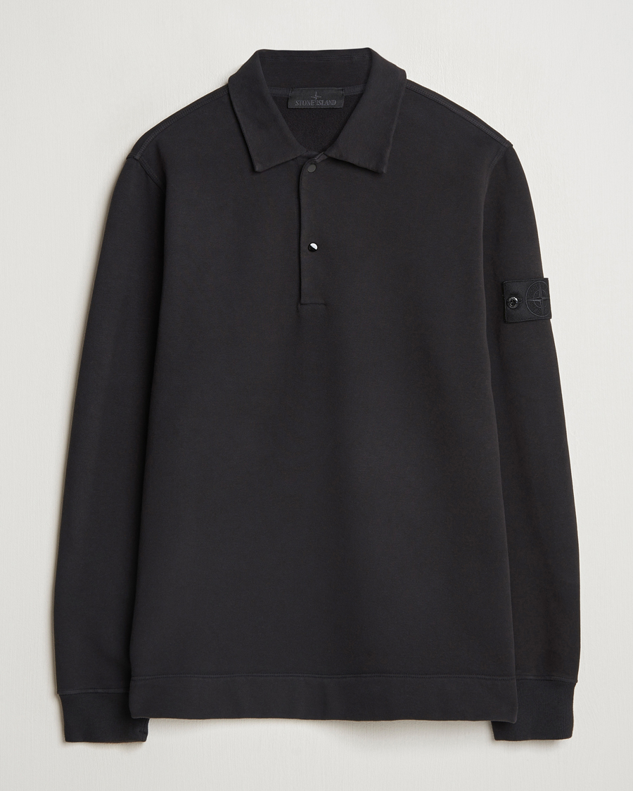 Herre | Gensere | Stone Island | Ghost Organic Cotton Fleece Polo Sweatshirt Black