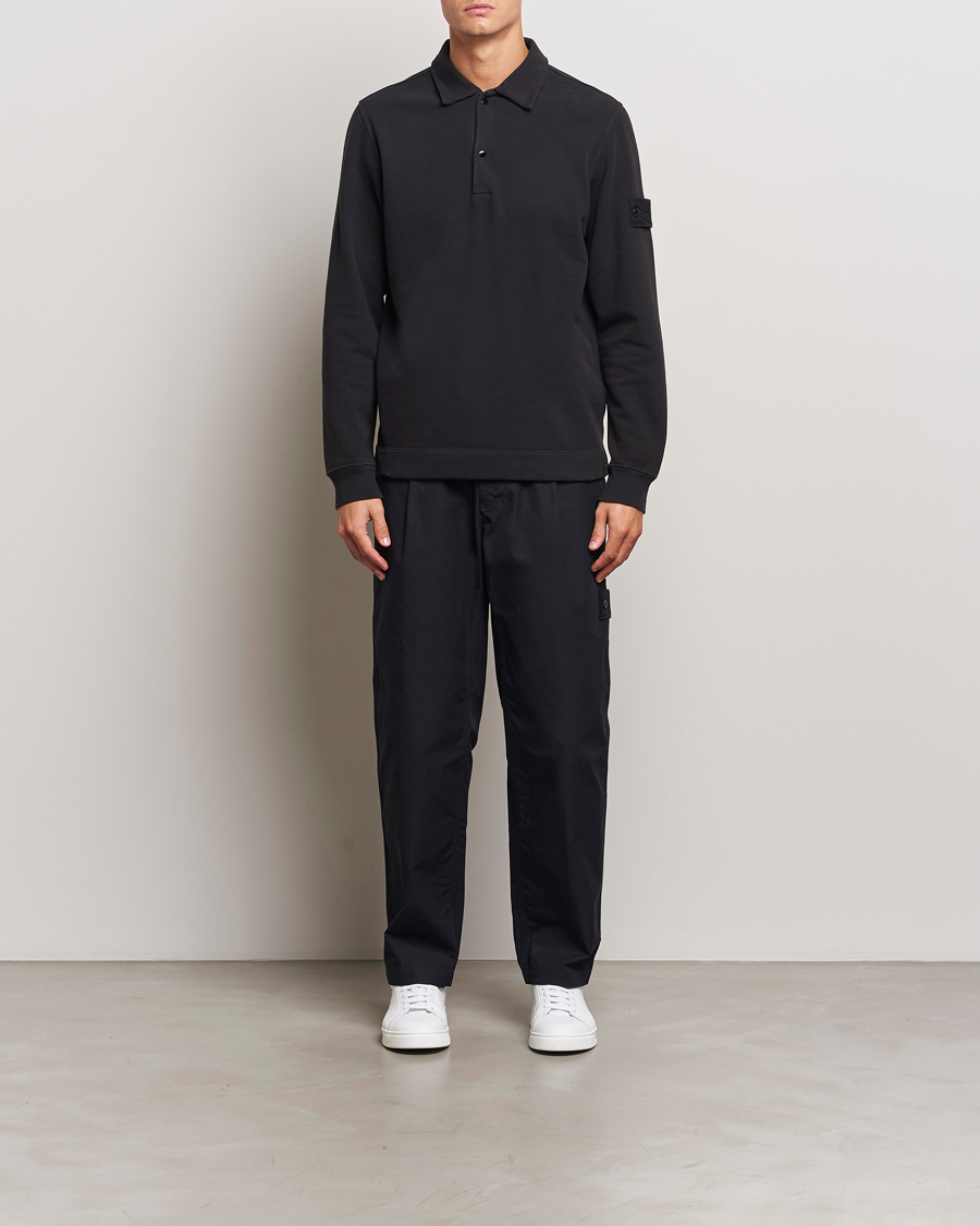 Herre | Gensere | Stone Island | Ghost Organic Cotton Fleece Polo Sweatshirt Black