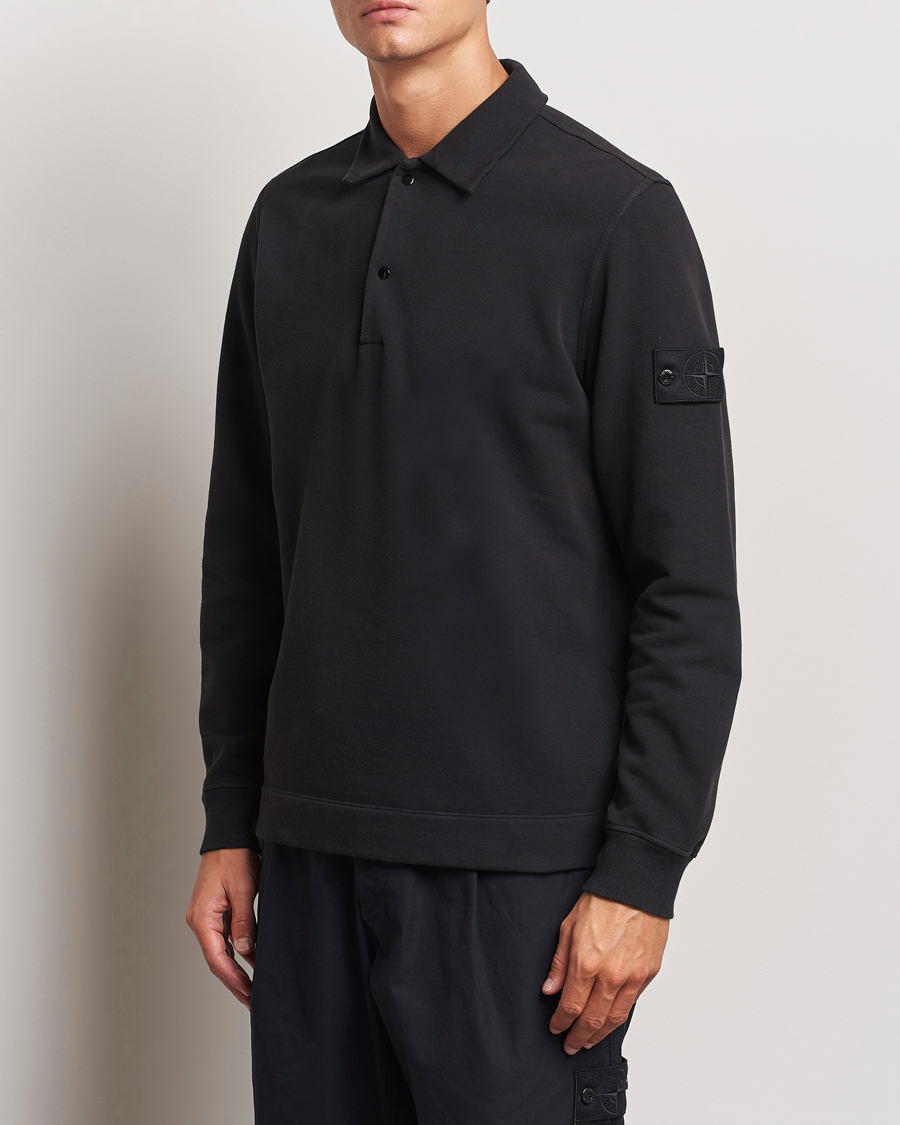 Herre | Gensere | Stone Island | Ghost Organic Cotton Fleece Polo Sweatshirt Black