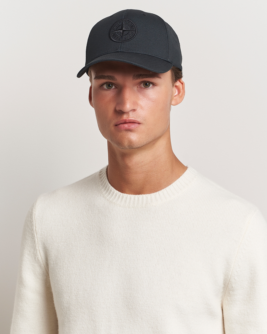 Herre | Stone Island Cotton Rep Logo Cap Black | Stone Island | Cotton Rep Logo Cap Black