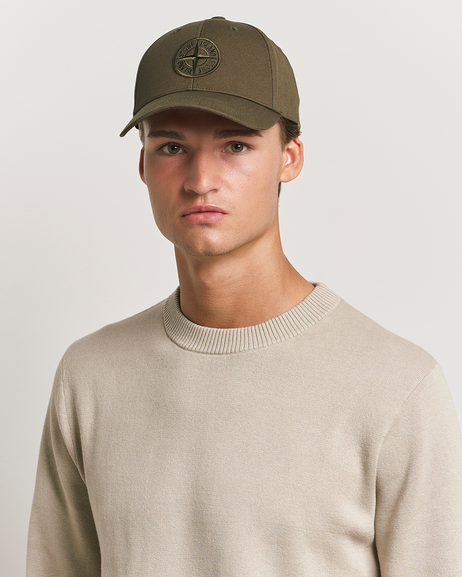 Herre | Stone Island Cotton Rep Logo Cap Military Green | Stone Island | Cotton Rep Logo Cap Military Green