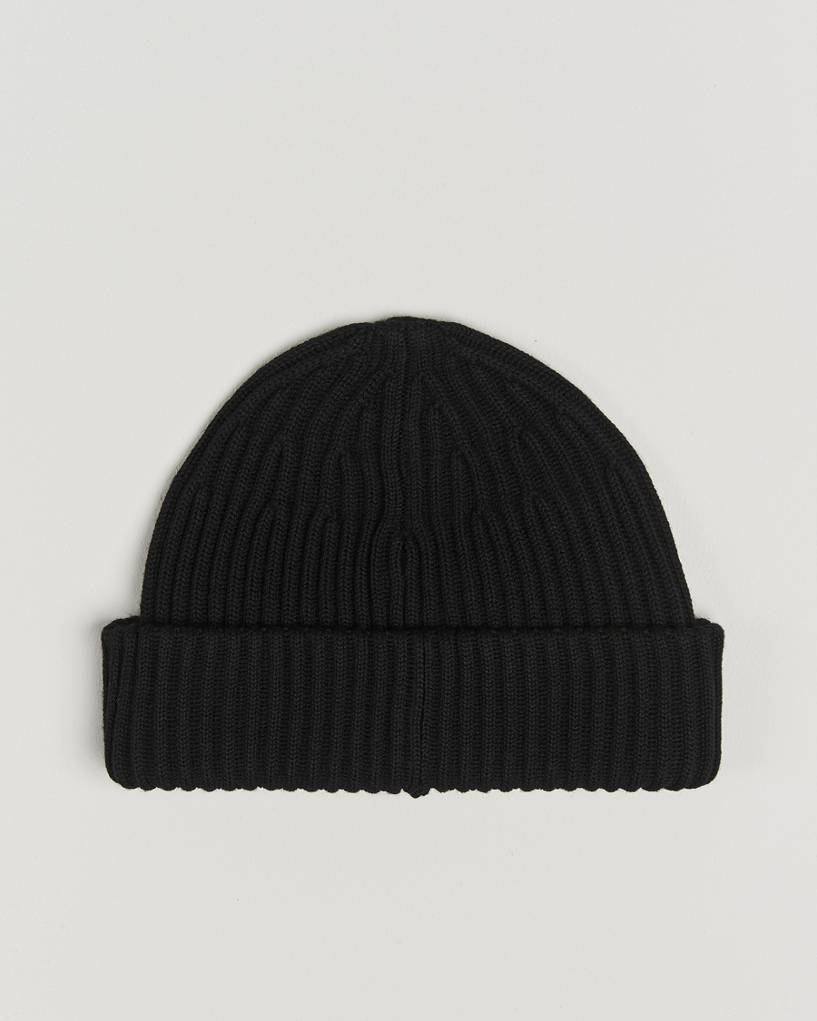 Herre | Stone Island Full Rib Wool Beanie Black | Stone Island | Full Rib Wool Beanie Black