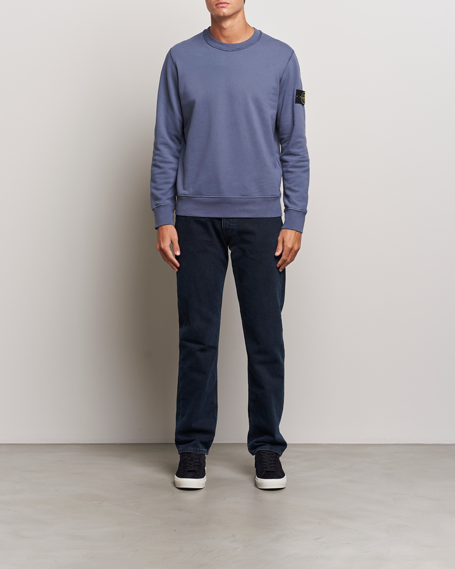 Herre | Gensere | Stone Island | Garment Dyed Fleece Sweatshirt Mid Blue
