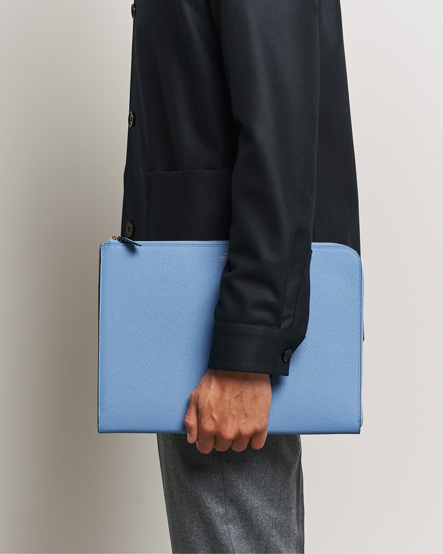 Herre | Vesker | Smythson | Panama Small Laptop Case Nile Blue