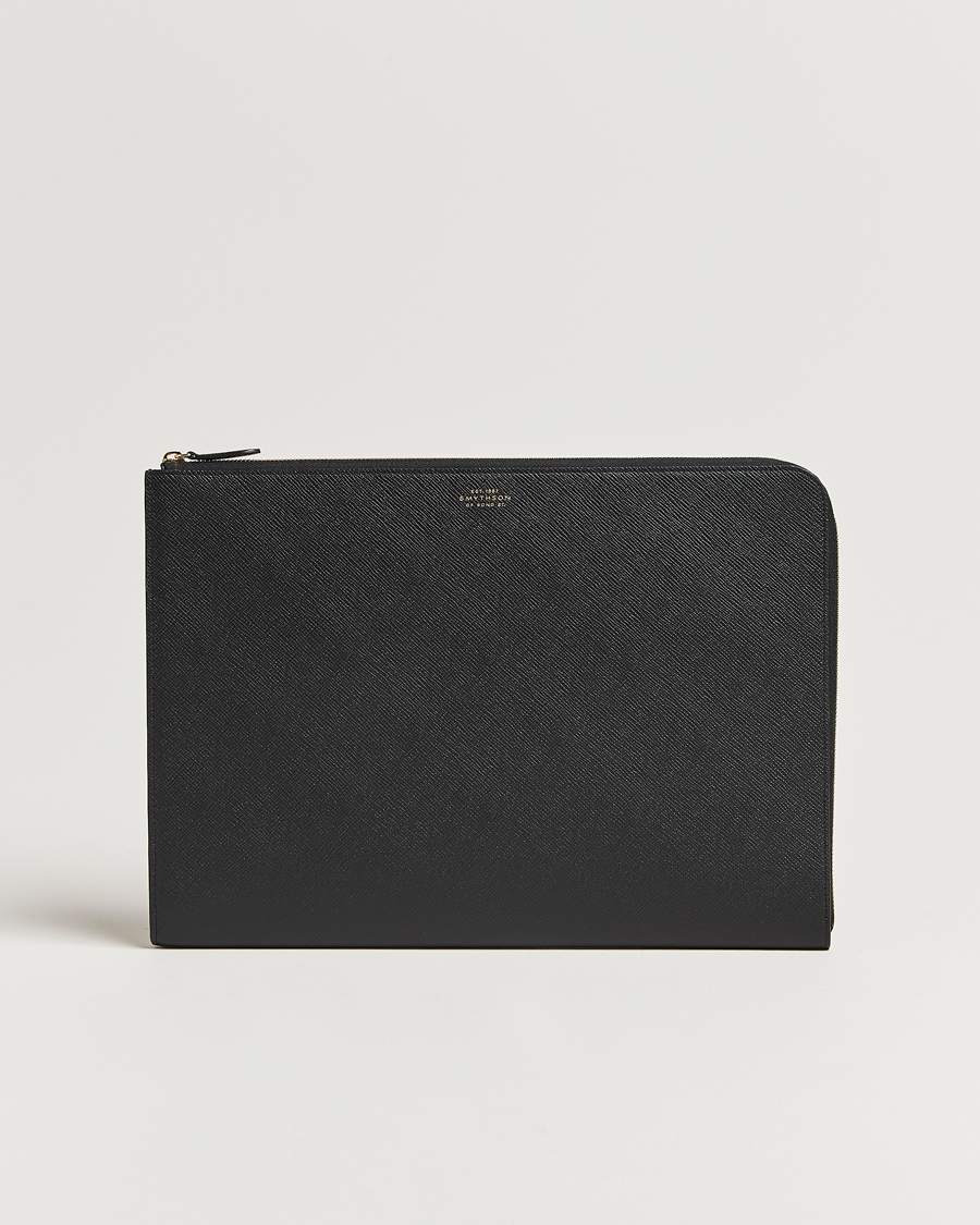 Herre | Vesker | Smythson | Panama Large Laptop Case Black