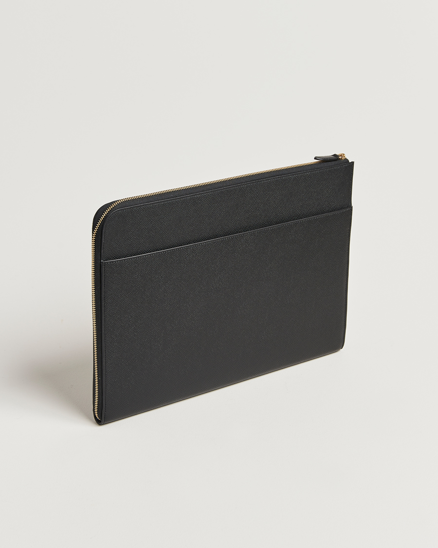 Herre | Vesker | Smythson | Panama Large Laptop Case Black