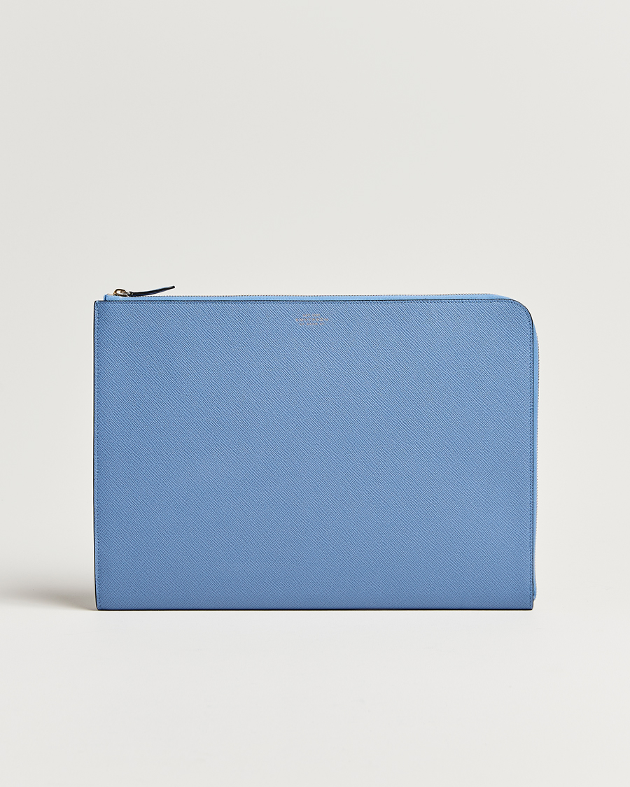 Herre | Vesker | Smythson | Panama Large Laptop Case Nile Blue