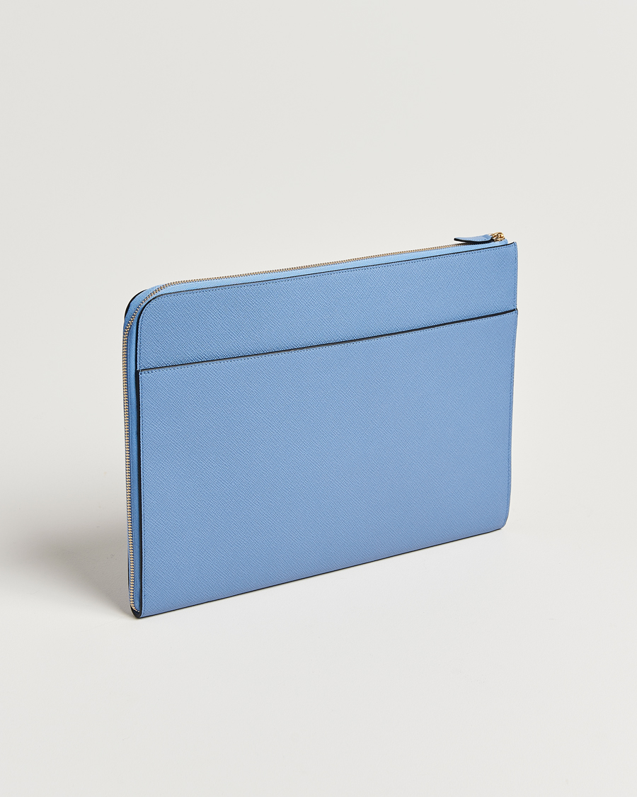 Herre | Vesker | Smythson | Panama Large Laptop Case Nile Blue