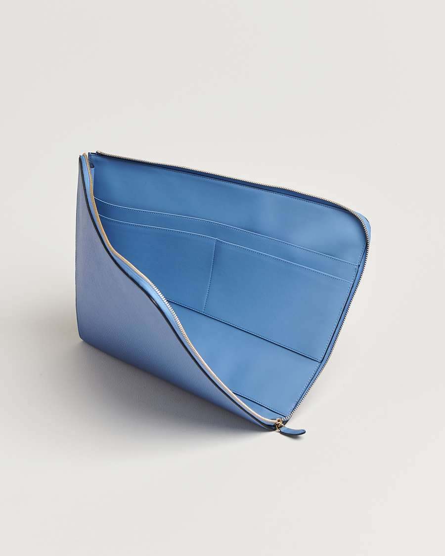 Herre | Vesker | Smythson | Panama Large Laptop Case Nile Blue