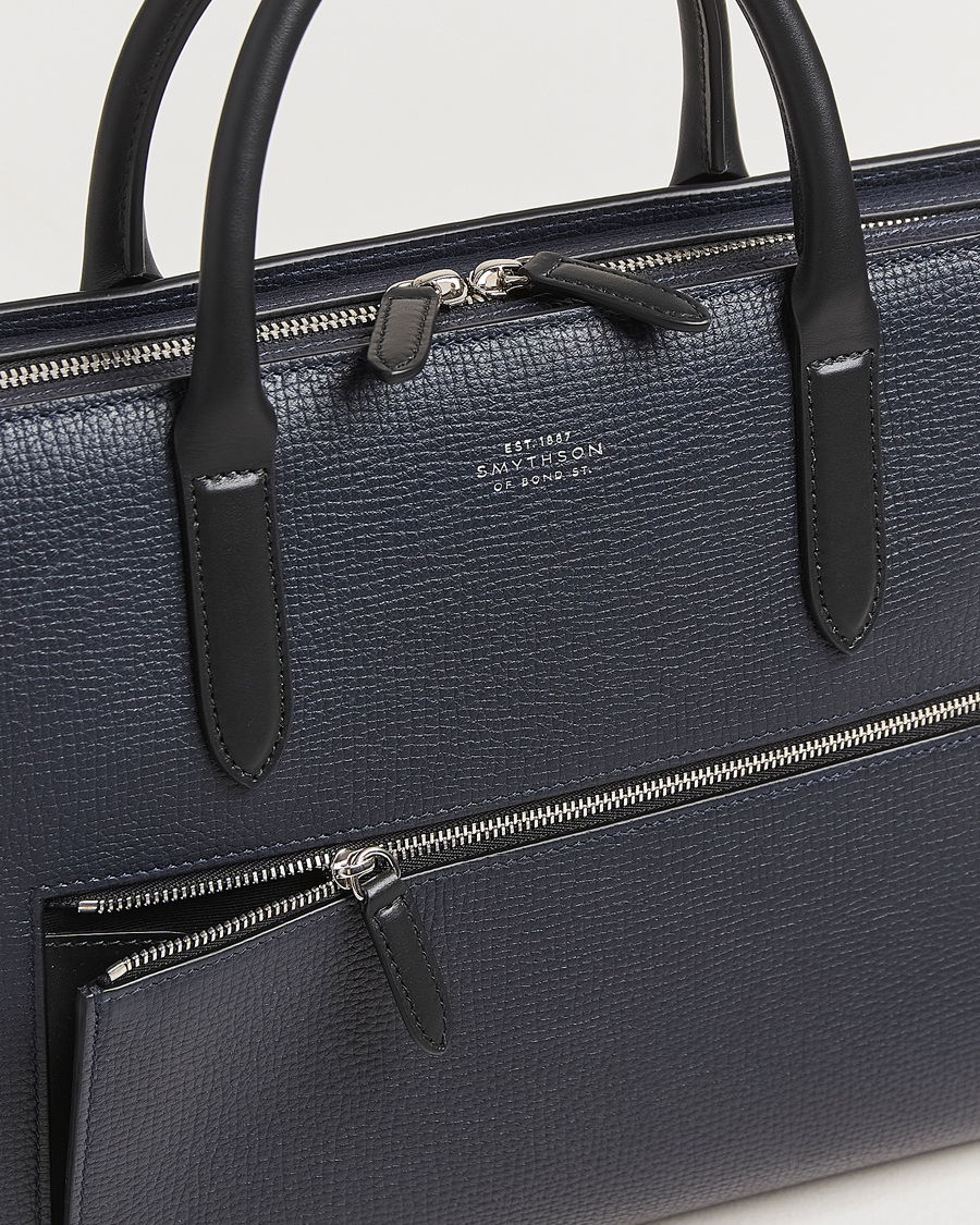 Herre | Vesker | Smythson | Ludlow Ultra Slim Brefcase With Zip Front Navy