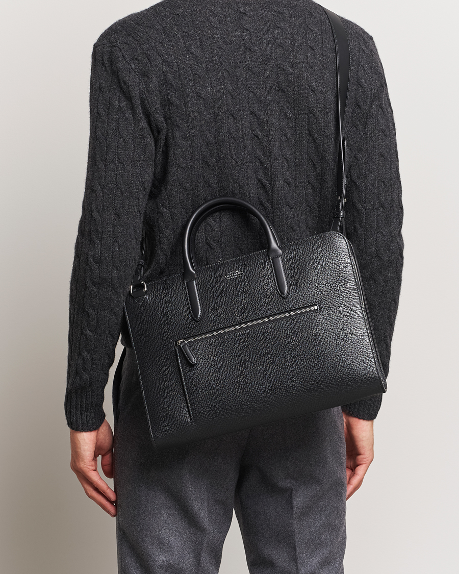 Herre | Vesker | Smythson | Ludlow Ultra Slim Brefcase With Zip Front Black