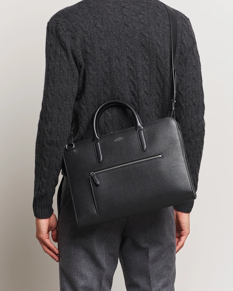 Herre | Vesker | Smythson | Ludlow Ultra Slim Brefcase With Zip Front Black