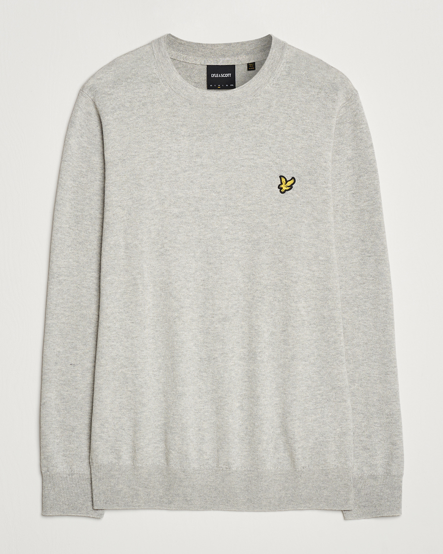 Herre | Gensere | Lyle & Scott | Cotton/Merino Crew Neck Jumper Light Grey Marl