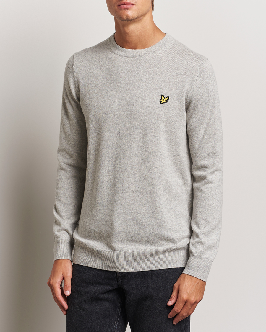 Herre | Gensere | Lyle & Scott | Cotton/Merino Crew Neck Jumper Light Grey Marl