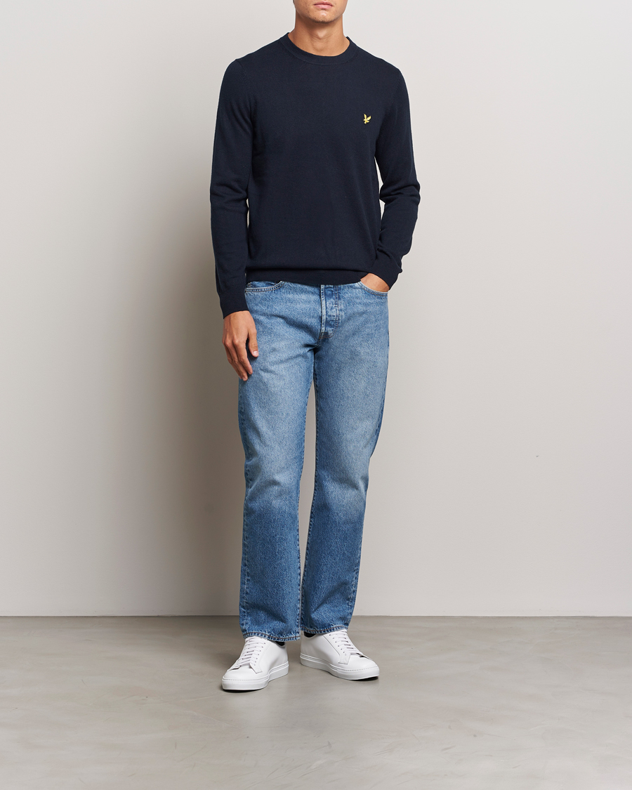 Herre | Gensere | Lyle & Scott | Cotton/Merino Crew Neck Jumper Dark Navy