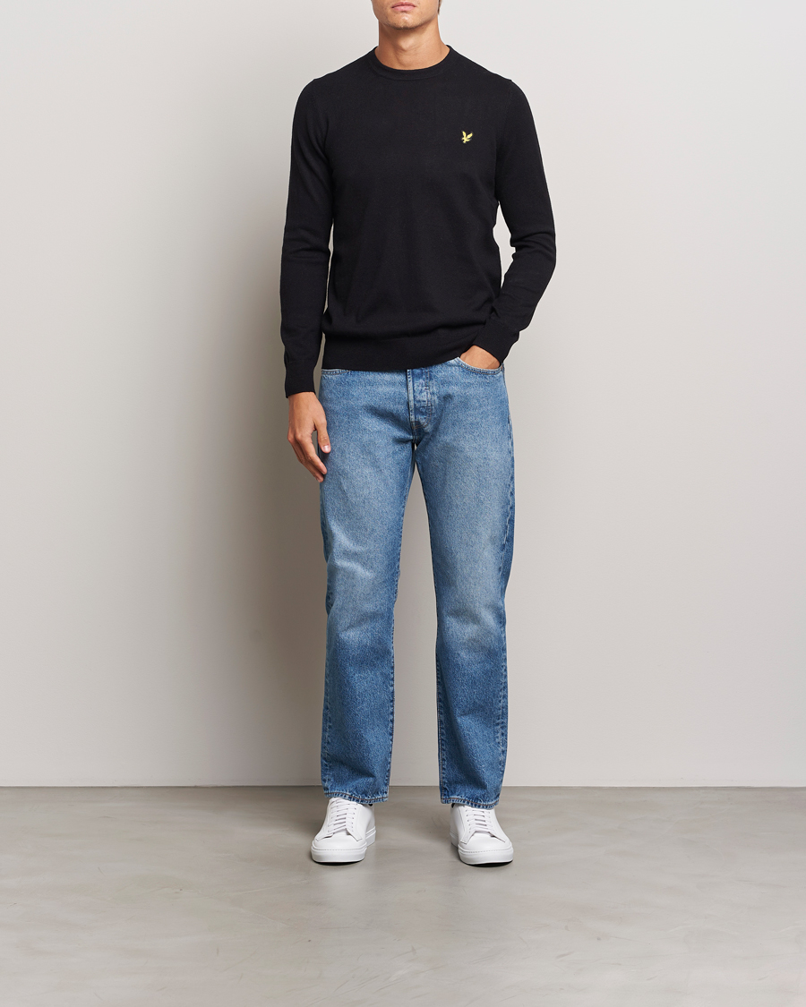 Herre | Gensere | Lyle & Scott | Cotton/Merino Crew Neck Jumper Jet Black