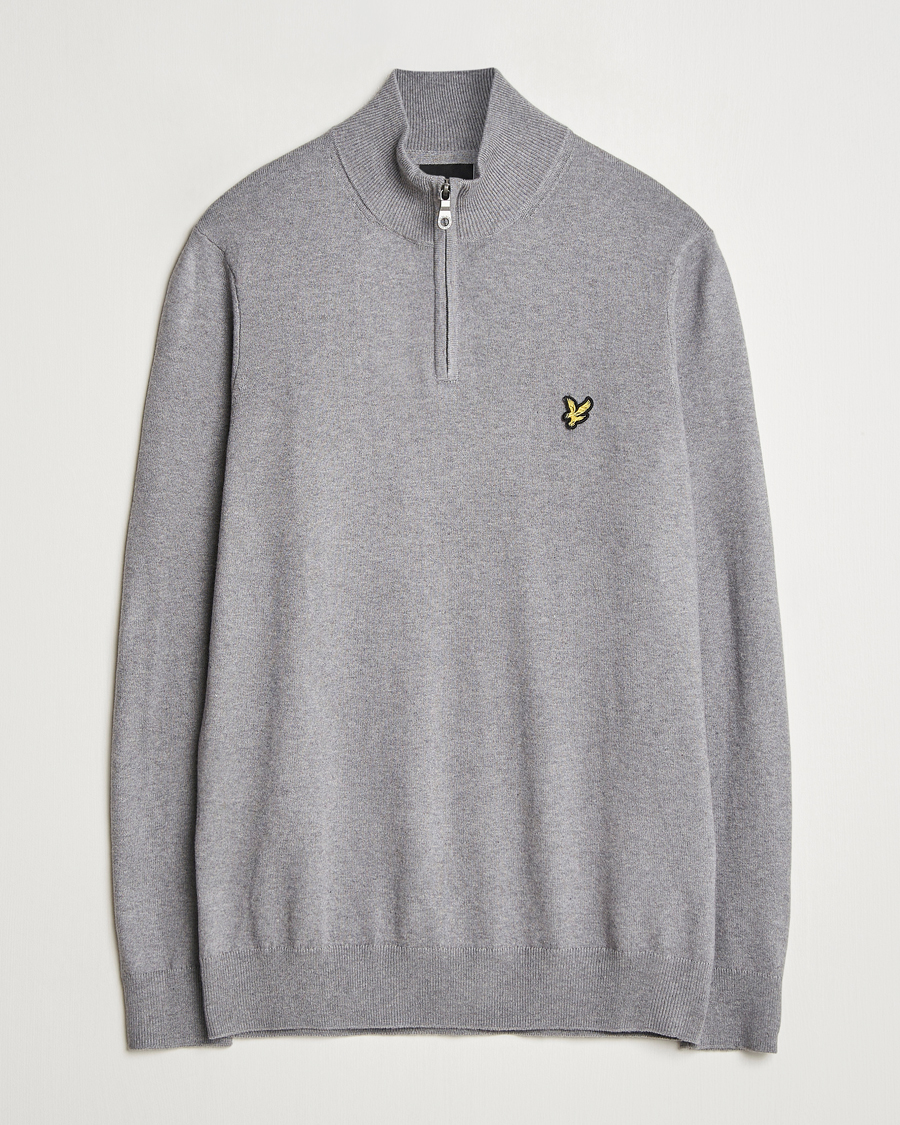 Herre | Gensere | Lyle & Scott | Cotton/Merino Half Zip Mid Grey Marl