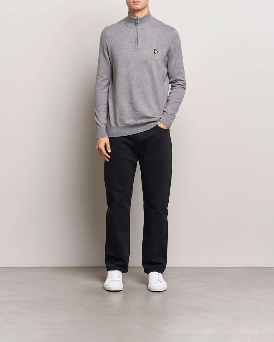 Herre | Gensere | Lyle & Scott | Cotton/Merino Half Zip Mid Grey Marl