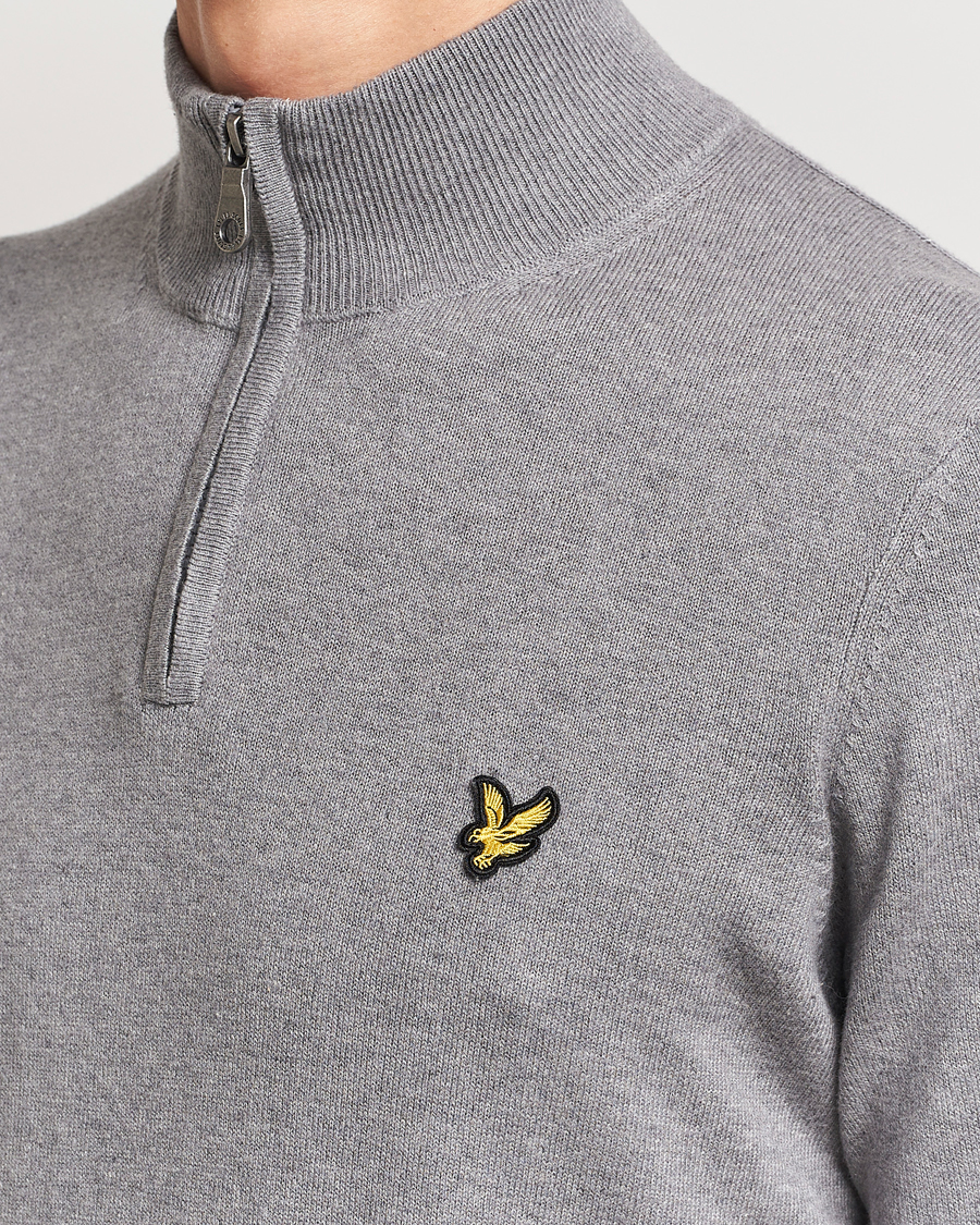 Herre | Gensere | Lyle & Scott | Cotton/Merino Half Zip Mid Grey Marl