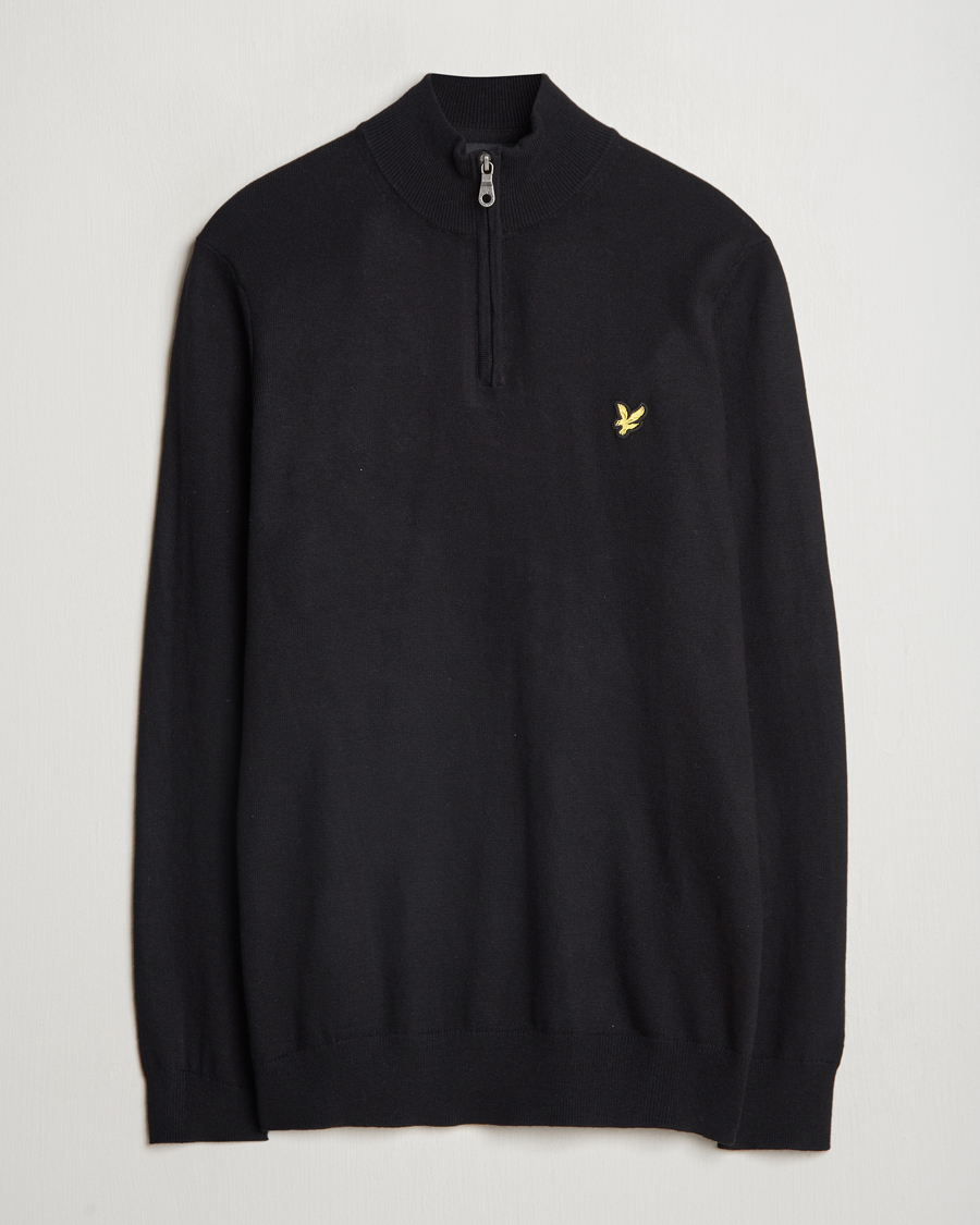 Herre | Gensere | Lyle & Scott | Cotton/Merino Half Zip Jet Black