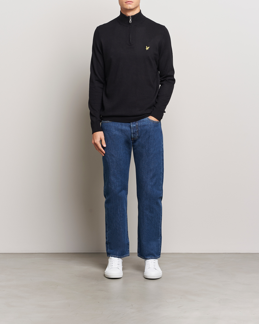 Herre | Gensere | Lyle & Scott | Cotton/Merino Half Zip Jet Black