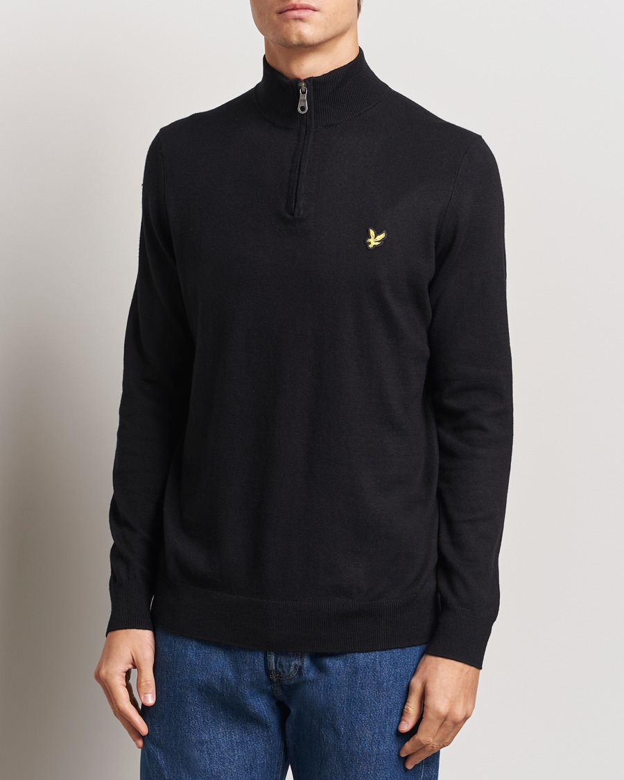 Herre | Gensere | Lyle & Scott | Cotton/Merino Half Zip Jet Black