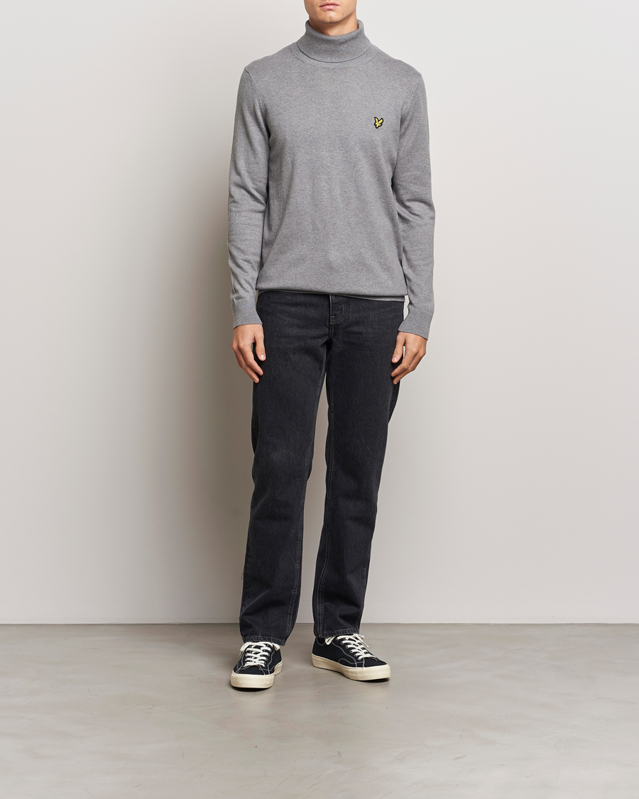 Herre | Gensere | Lyle & Scott | Cotton/Merino Turtleneck Mid Grey Marl