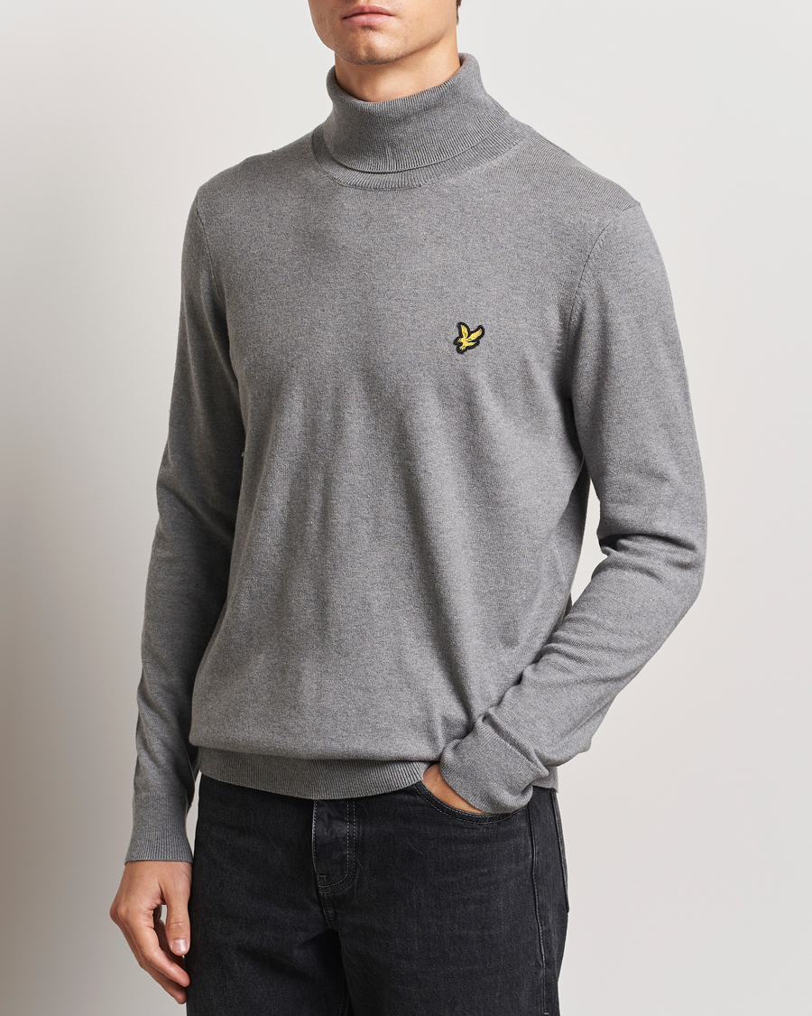 Herre | Gensere | Lyle & Scott | Cotton/Merino Turtleneck Mid Grey Marl