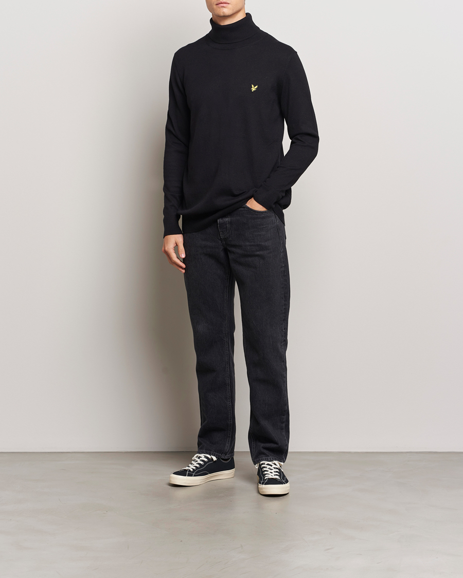 Herre | Gensere | Lyle & Scott | Cotton/Merino Turtleneck Jet Black