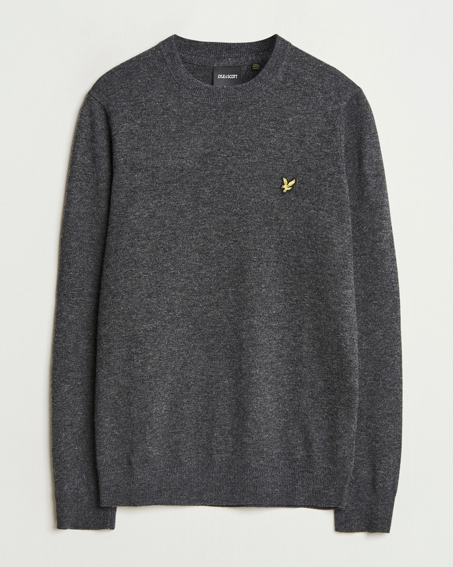 Herre | Gensere | Lyle & Scott | Lambswool Crew Neck Pullover Charcoal Marl